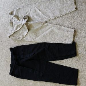 J Crew, Size 0 (black) and size 2 (cream) linen and cotton mix pants